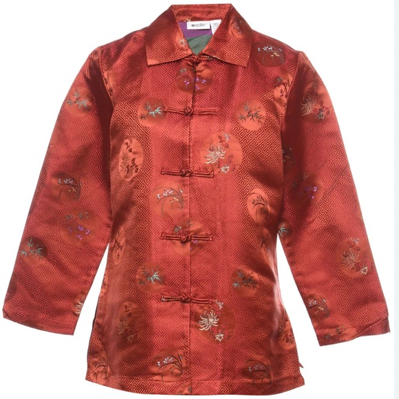 Units Jackets & Blazers - Asian Kimono Jacket Frog Closures Pointed Collar Long Sleeve Silk Blend Sz M
